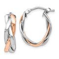 Leslie's 10K with White Rhodium and Rose Gold Plating Braided Hoop Earrings