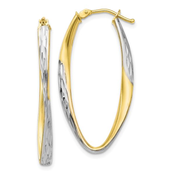Leslie's 10K Gold White Rhodium-plated D/C Hoop Earrings