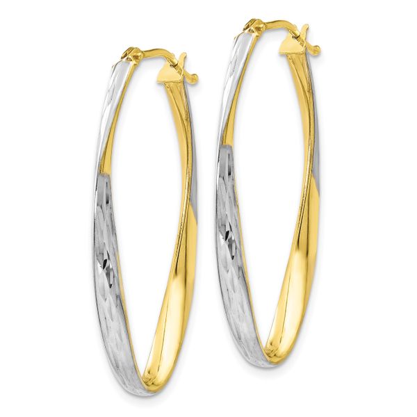 Leslie's 10K Gold White Rhodium-plated D/C Hoop Earrings - Image 2