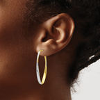 Leslie's 10K Gold White Rhodium-plated D/C Hoop Earrings - Image 3