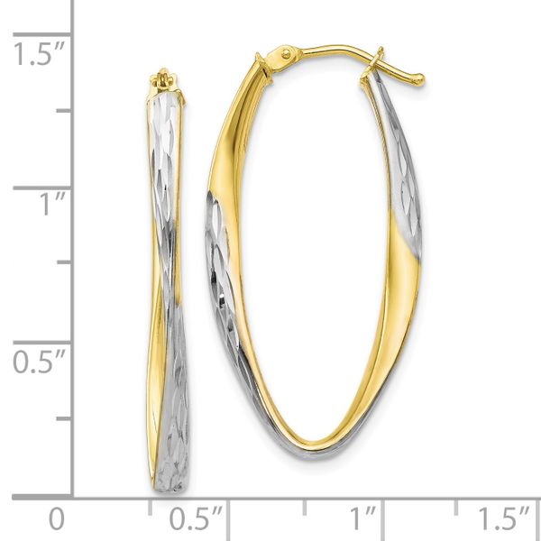 Leslie's 10K Gold White Rhodium-plated D/C Hoop Earrings - Image 4