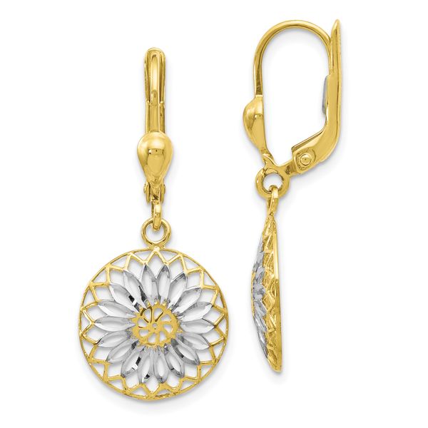 Leslie's 10K w/White Rhodium Polished Leverback Earrings