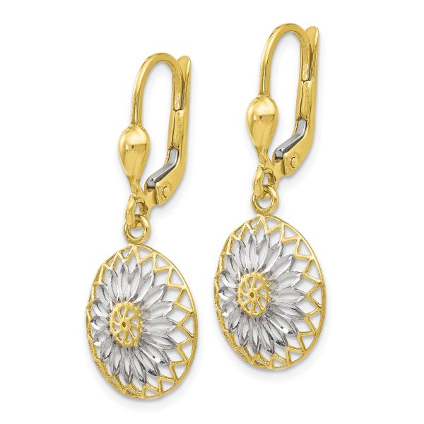 Leslie's 10K w/White Rhodium Polished Leverback Earrings - Image 2