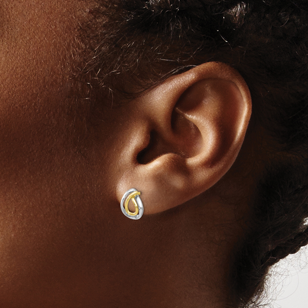 Leslie's 10K w/White Rhodium Polished Post Earrings - Image 3