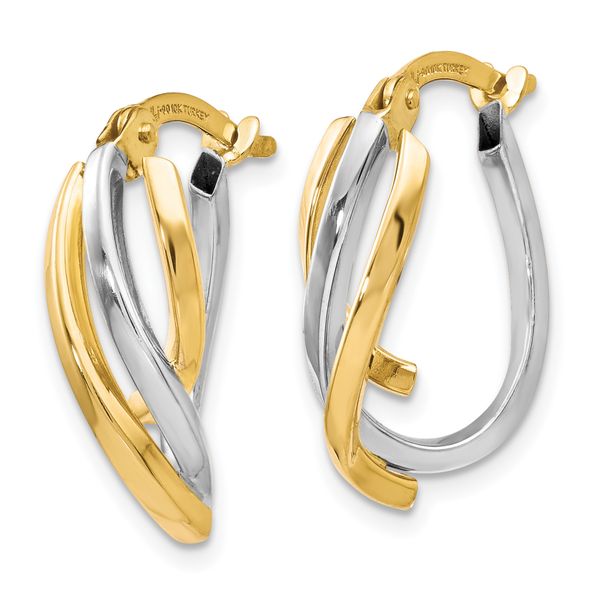 Leslie's 10K Two-tone Polished Twisted Hoop Earrings - Image 2