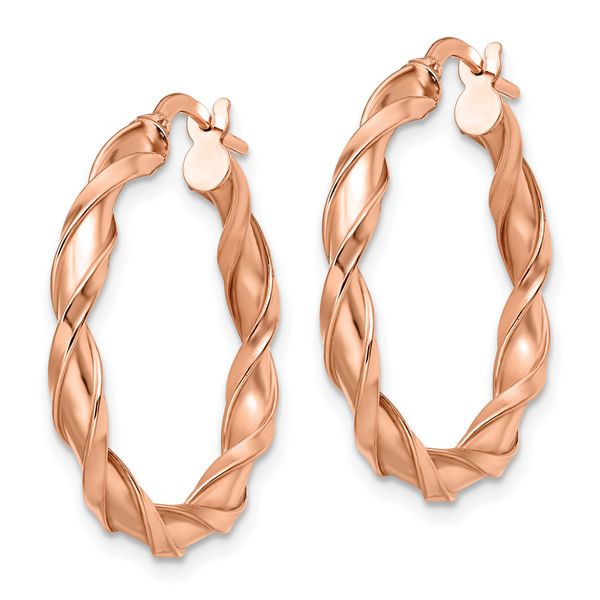 Leslie's 10K Rose Gold Polished Twisted Hoop Earrings - Image 2