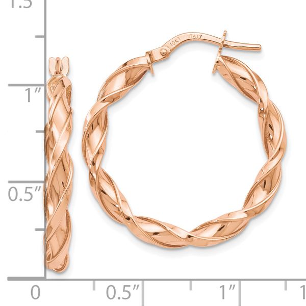 Leslie's 10K Rose Gold Polished Twisted Hoop Earrings - Image 3