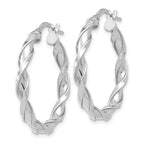10K White Gold Polished Twisted Hoop Earrings - Image 2