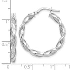 10K White Gold Polished Twisted Hoop Earrings - Image 4