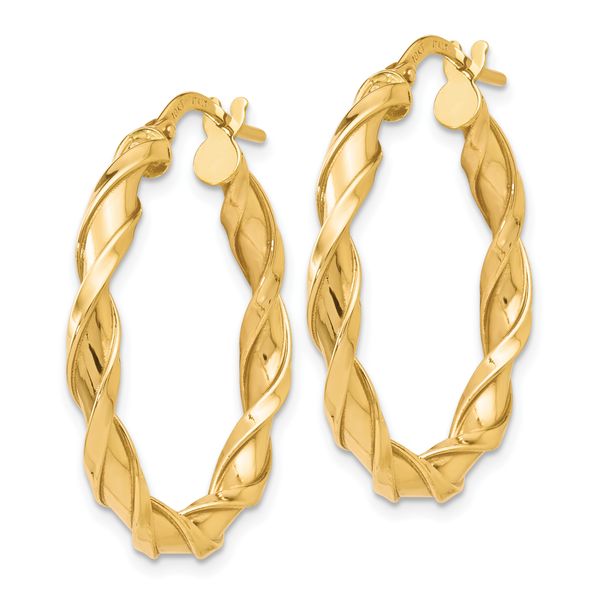 Leslie's 10K Polished Twisted Hoop Earrings - Image 2