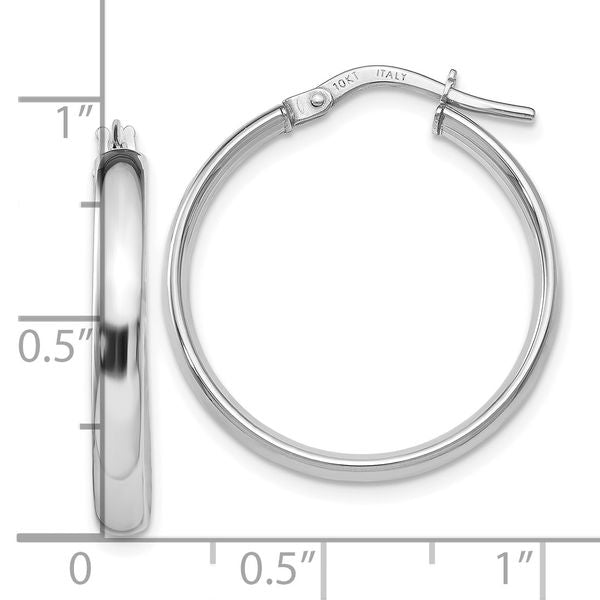 Leslie's 10K White Gold Polished Hoop Earrings - Image 3
