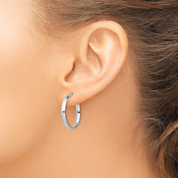 Leslie's 10K White Gold Polished Hoop Earrings - Image 4