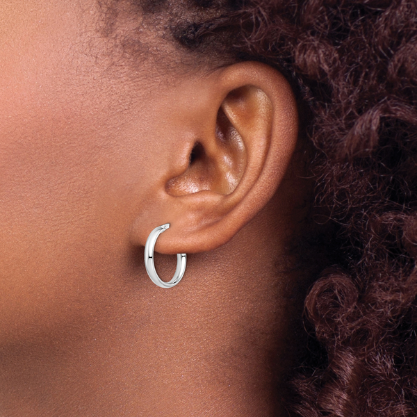Leslie's 10K White Gold Polished Hoop Earrings - Image 4