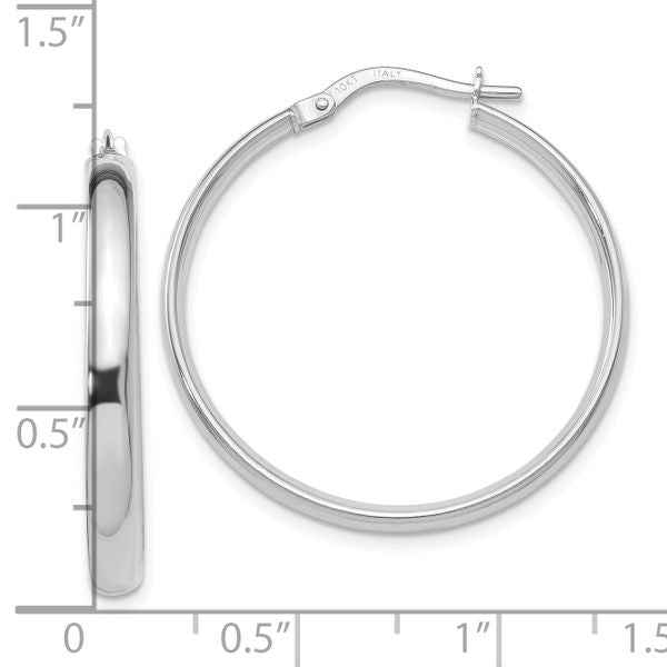 Leslie's 10K White Gold Polished Hoop Earrings - Image 3