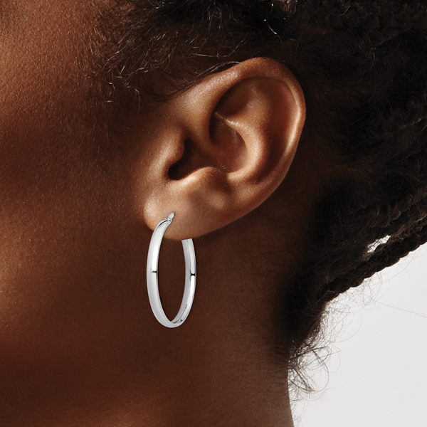 Leslie's 10K White Gold Polished Hoop Earrings - Image 4