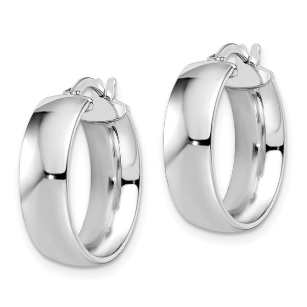 Leslie's 10K White Gold Polished Hoop Earrings - Image 2