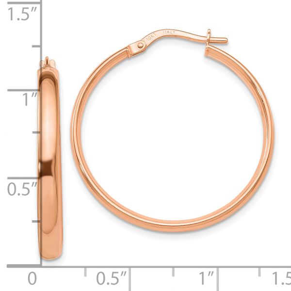 Leslie's 10K Rose Gold Polished Hoop Earrings - Image 4