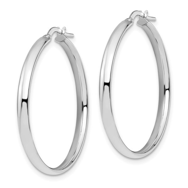 10K White Gold Polished Hoop Earrings - Image 2