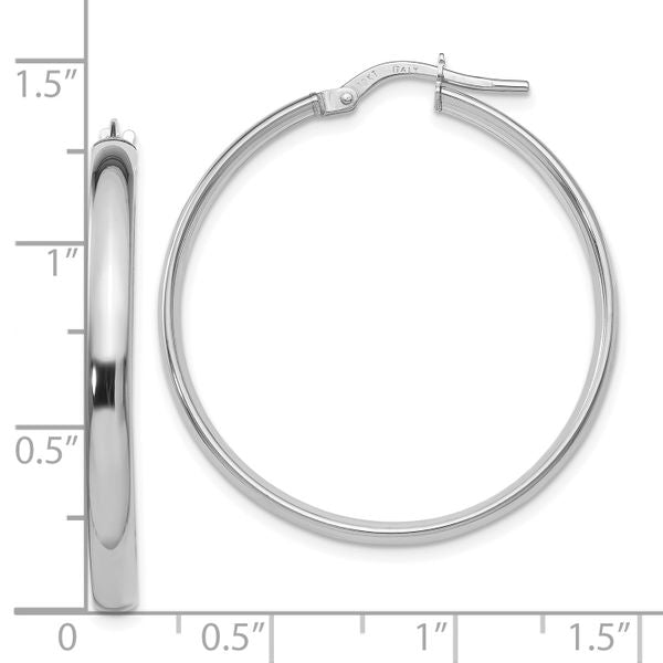 10K White Gold Polished Hoop Earrings - Image 3