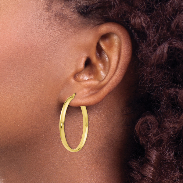 10K Polished Hoop Earrings - Image 3
