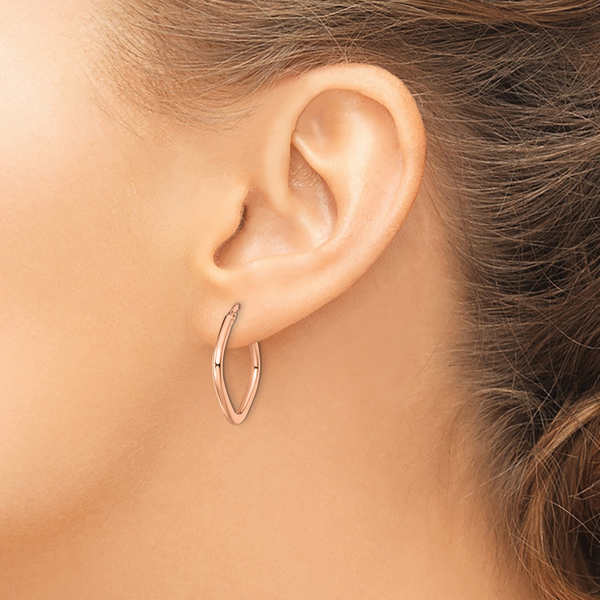Leslie's 10K Rose Gold Polished Square Hoop Earrings - Image 4