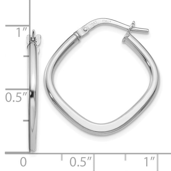 Leslie's 10K White Gold Polished Square Hoop Earrings - Image 3