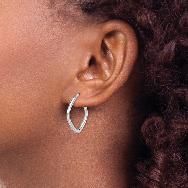Leslie's 10K White Gold Polished Square Hoop Earrings - Image 4