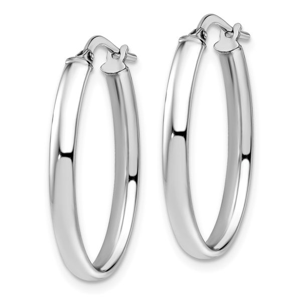 Leslie's 10K White Gold Polished Oval Hoop Earrings - Image 2