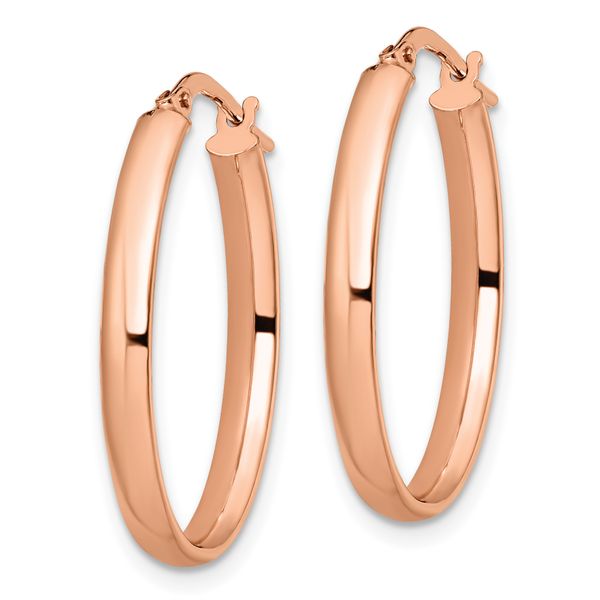 Leslie's 10K Rose Gold Polished Oval Hoop Earrings - Image 2