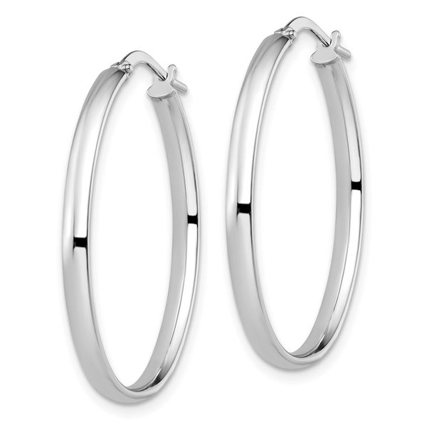 Leslie's 10K White Gold Polished Oval Hoop Earrings - Image 2