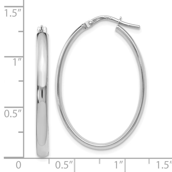 Leslie's 10K White Gold Polished Oval Hoop Earrings - Image 3