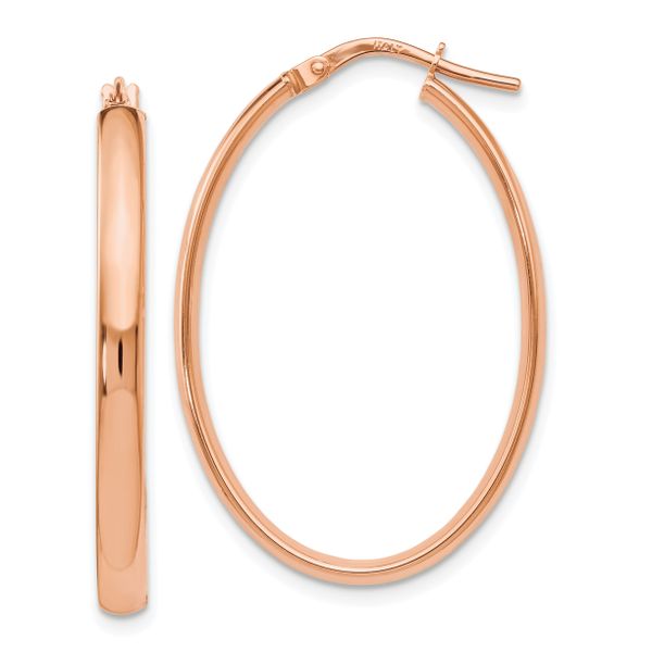 Leslie's 10K Rose Gold Polished Oval Hoop Earrings