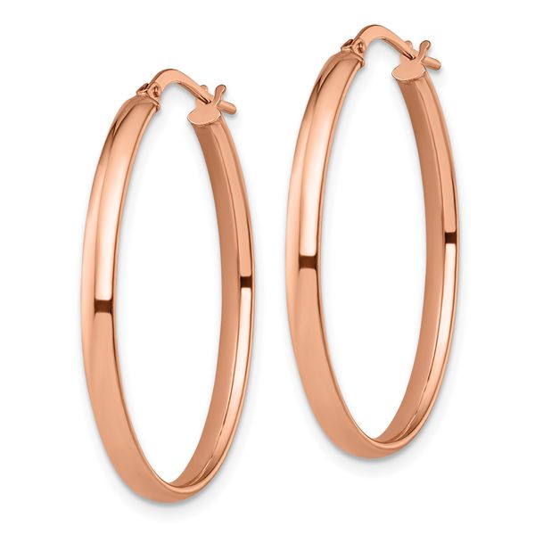 Leslie's 10K Rose Gold Polished Oval Hoop Earrings - Image 2