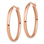 Leslie's 10K Rose Gold Polished Oval Hoop Earrings - Image 2