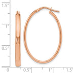 Leslie's 10K Rose Gold Polished Oval Hoop Earrings - Image 3