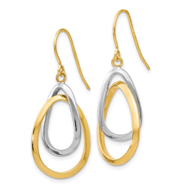 Leslie's 10K Two-tone Polished Shepherd Hook Dangle Earrings - Image 2