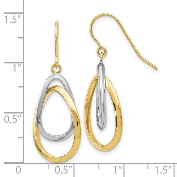 Leslie's 10K Two-tone Polished Shepherd Hook Dangle Earrings - Image 4