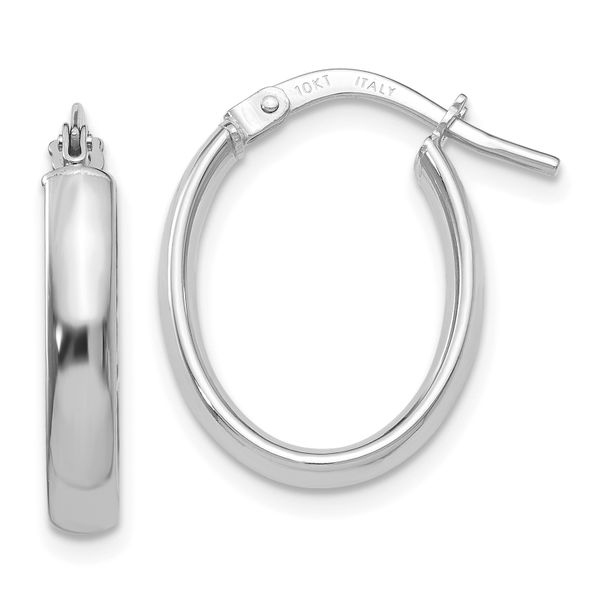Leslie's 10K Polished White Gold Hoop Earrings