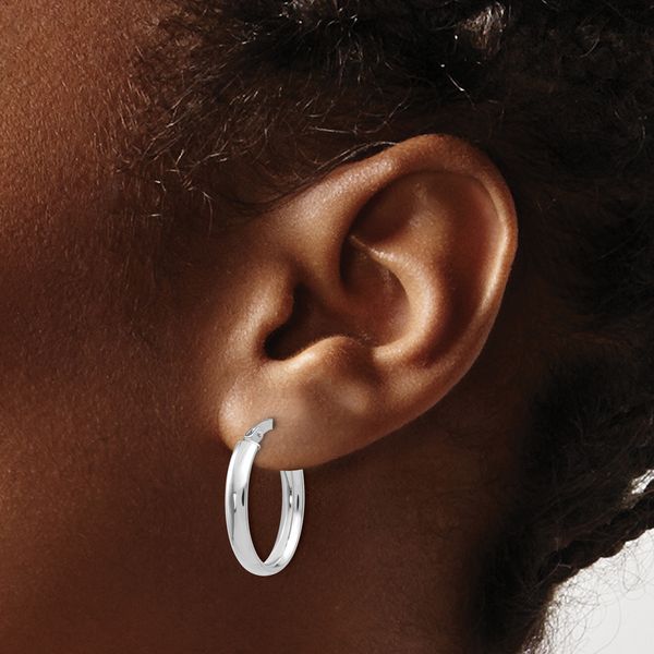 Leslie's 10K Polished White Gold Hoop Earrings - Image 3