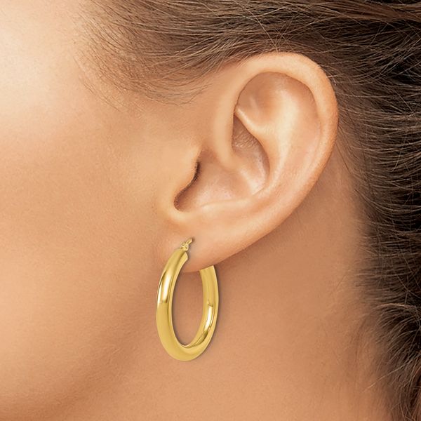 Leslie's 10K Polished Lightweight Hoop Earrings - Image 3