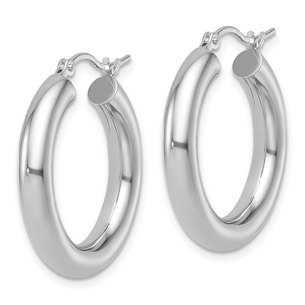 Leslie's 10K White Gold Polished Lightweight Hoop Earrings - Image 2
