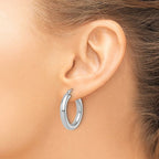 Leslie's 10K White Gold Polished Lightweight Hoop Earrings - Image 3