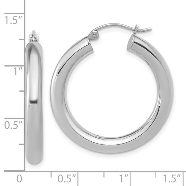 Leslie's 10K White Gold Polished Lightweight Hoop Earrings - Image 3