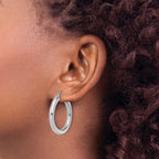 Leslie's 10K White Gold Polished Lightweight Hoop Earrings - Image 4
