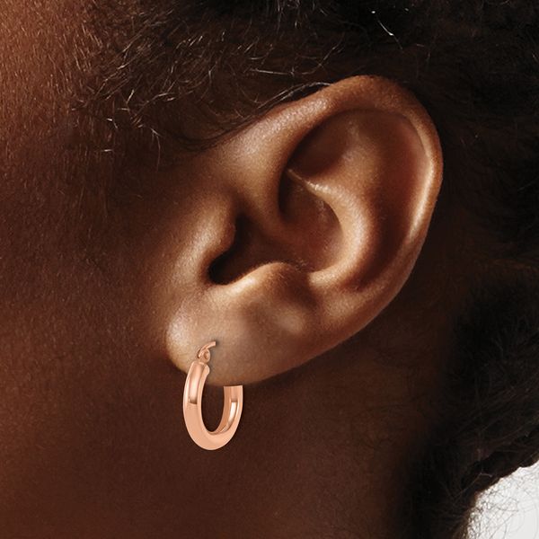 Leslie's 10K Rose Gold Polished Hoop Earrings - Image 4
