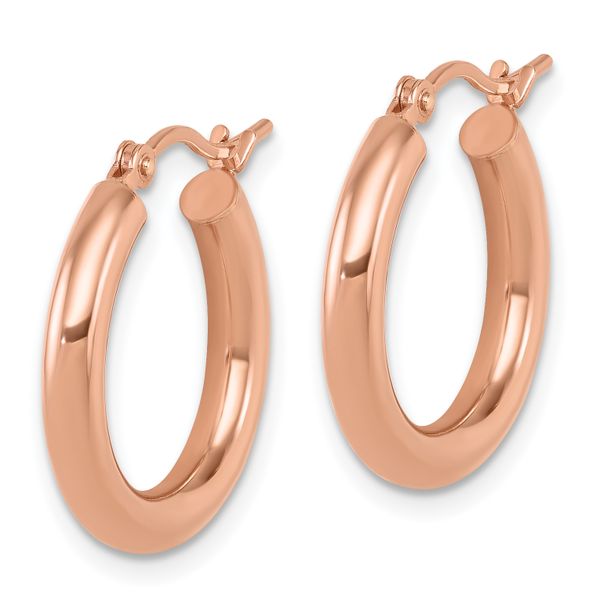 Leslie's 10K Rose Gold Polished Hoop Earrings - Image 2