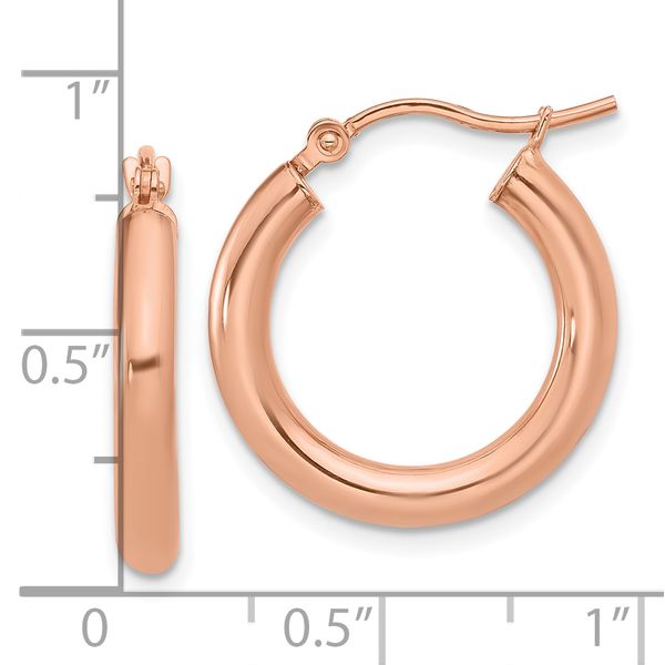 Leslie's 10K Rose Gold Polished Hoop Earrings - Image 3