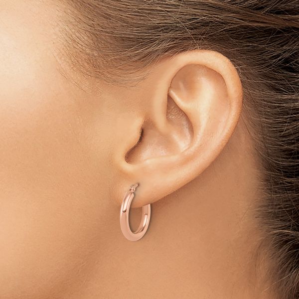 Leslie's 10K Rose Gold Polished Hoop Earrings - Image 4