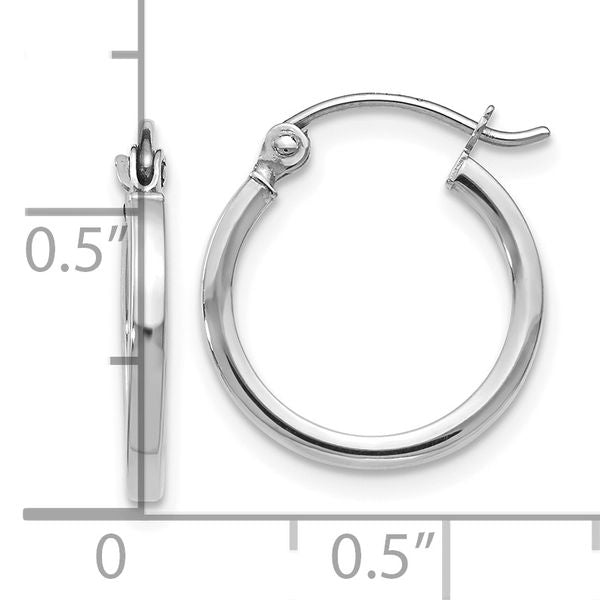 Leslie's 10K White Gold Polished Hoop Earrings - Image 3