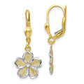 Leslie's 10K Rhod-plated Polished D/C Filigree Flower Leverback Earrings